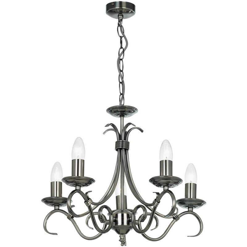 Endon Lighting - Endon Bernice - 5 Light Multi Arm Ceiling Pendant Antique Silver, E14