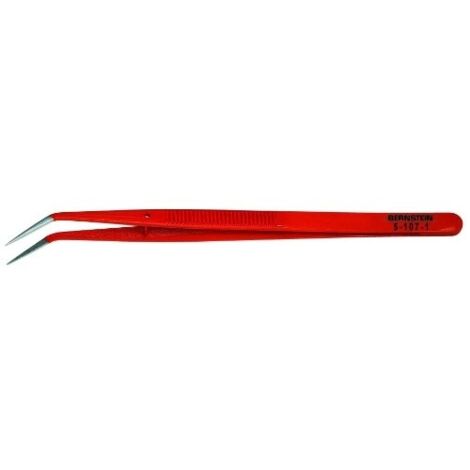 BERNSTEIN 5-107-1 - PINZETTE DI PRECISIONE PER MECCANICI, DIRITTE CON PUNTA PIEGATA, CON RIVESTIMENTO ANTIALLERGICO, 150 MM