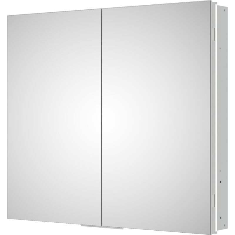 Bernstein - Armoire à glace aluminium murale salle de bain et toilettes, étagère avec miroir avec led encastrée et prise de courant - UP7012