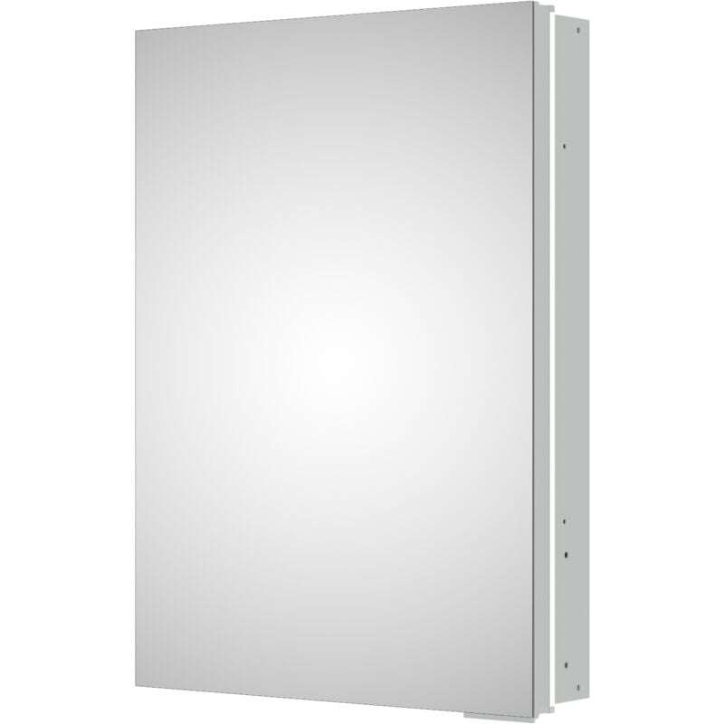 Bernstein - Armoire à glace aluminium murale salle de bain et toilettes, étagère avec miroir avec led encastrée et prise de courant - UP7012