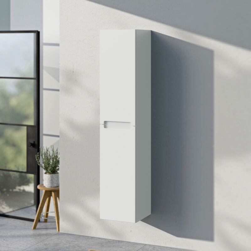 Meuble Armoire vertical colonne de salle de bain 35x170x35cm, charnière gauche ou droite - vireo - Blanc mat - Bernstein