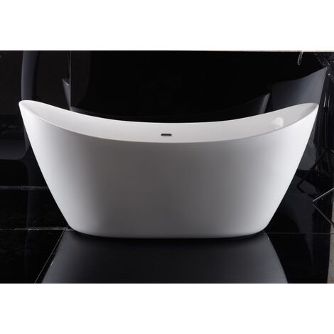 BERNSTEIN - Bañera exenta ovalada de acrílico 173x73x75cm + desagüe y rebosadero - Blanco brillo - SIENA Blanco brillante