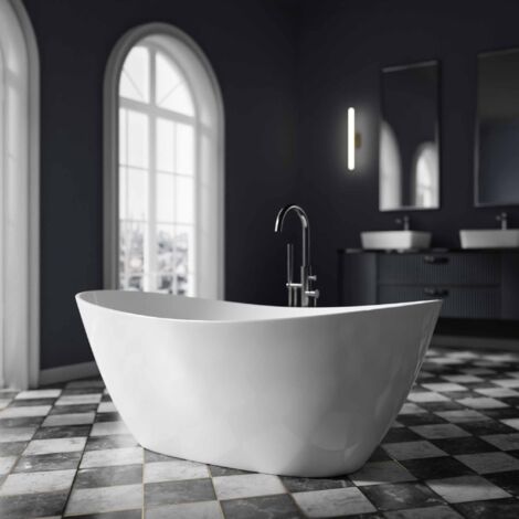 BERNSTEIN - Bañera independiente ovalada de acrílico 180x80x69cm + desagüe y rebosadero - Blanco mate - BELLAGIO 2.0 Blanco mate, 180x80cm