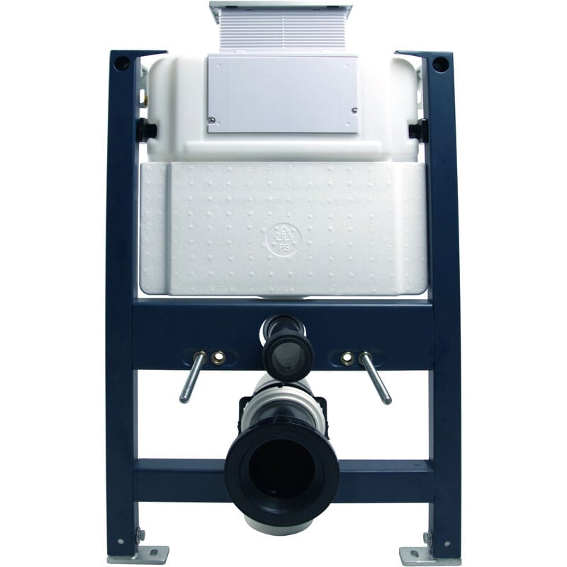 Bâti-support wc encastré reglable avec plaque de déclenchement chasse d'eau, Panneau de fixation toilettes suspendus wc mural - Noir