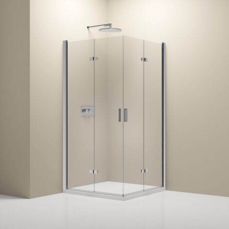 BERNSTEIN - Box doccia angolare 90x80x190cm (LxPxH) vetro 8mm, 2 ante pieghevoli, profilo cromato - NT213	90 cm, 80 cm, cromo