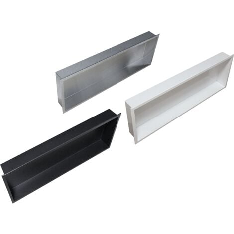 BERNSTEIN - Cabina de ducha mural, estante empotrado ducha acero inoxidable - 90x30x10cm - BS903010 Blanco