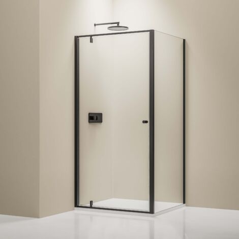 BERNSTEIN - Cabina doccia in vetro 6mm Cabina doccia completa Cabina doccia ad angolo porte pieghevoli - NT604 FLEX - 90cm, 90cm, Nero opaco 90 cm, 90 cm, Nero opaco