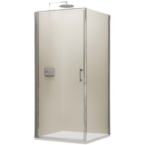 Bernstein – Cabine de douche d'angle en verre trempé 8mm – Paroi de douche avec porte battante – Profilé aluminium – 100x100x195cm – Installation flexible - EX416S