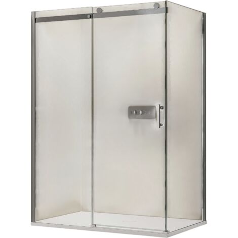 Bernstein – Cabine de douche d'angle en verre trempé 8mm – Paroi coulissante 90x120x195cm – Profilé chrome – Porte à gauche – Facilité d'entretien NANO - EX806