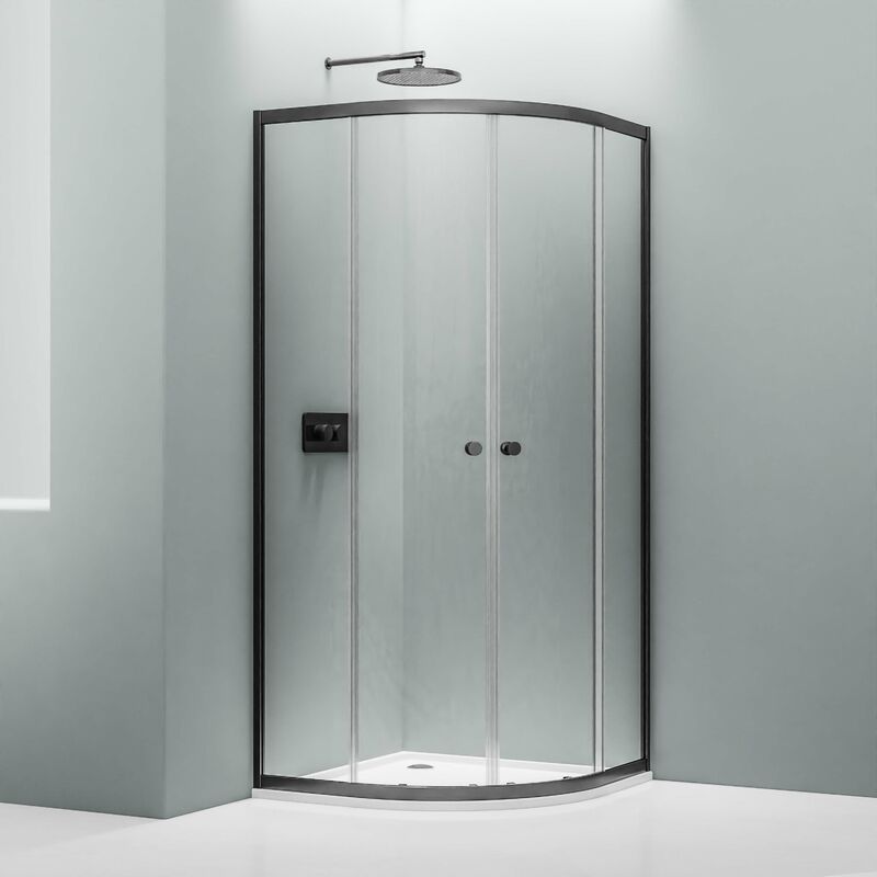 Bernstein - Cabine de douche quart de cercle verre 6mm avec 2 portes coulissantes étanches - NT509 - Couleurs et dimensions au choix 100x100cm, Noir