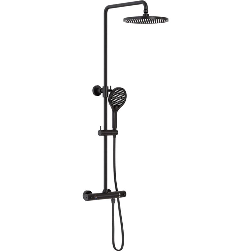 Colonne de douche thermostatique murale Noire mat 30x44x87-132cm (LxPxH) hauteur réglable - 4011 pro - Bernstein