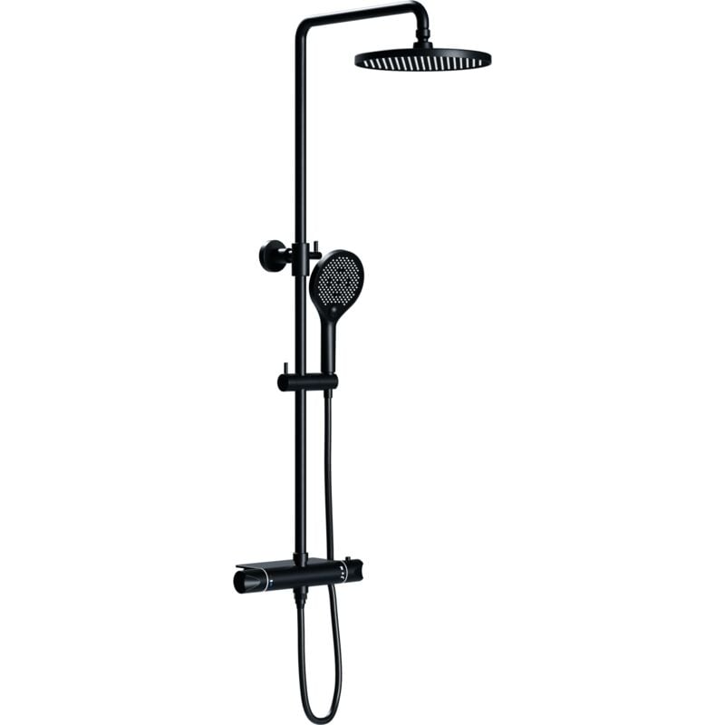 Colonne de douche thermostatique murale Noire mat 30x45x87-132cm (LxPxH) hauteur réglable - 8221 pro - Bernstein