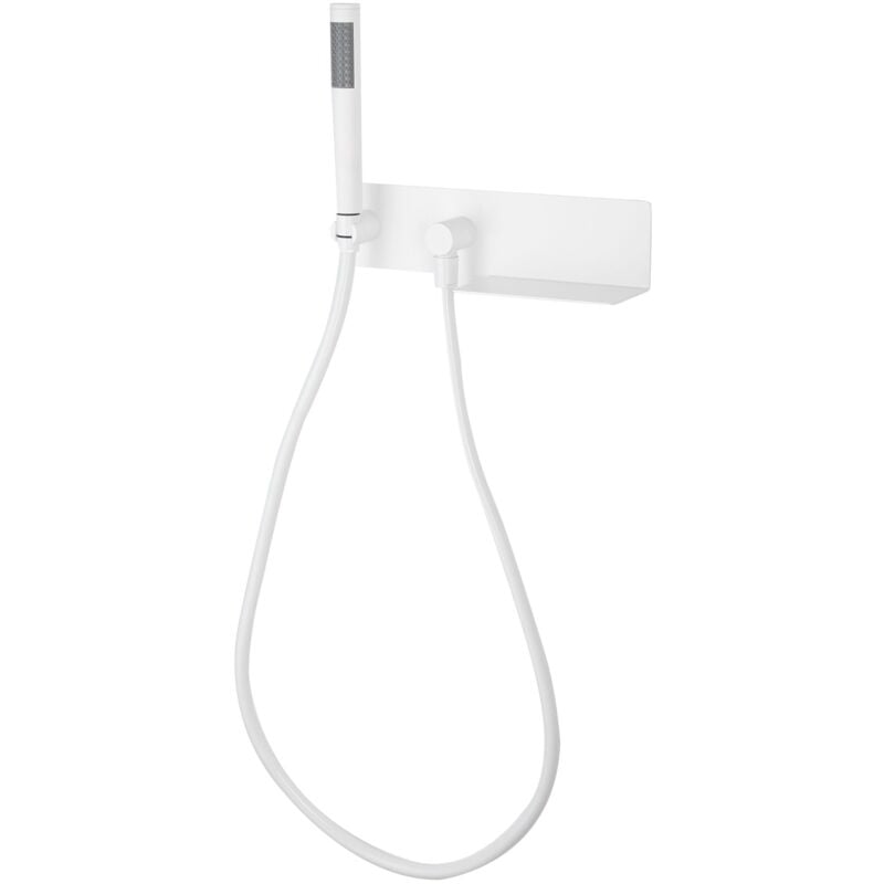 BERNSTEIN - Coude de raccordement de douche mural en acier inoxydable avec flexible et pommeau de douche - 32x8cm - Blanc - CZT050-1