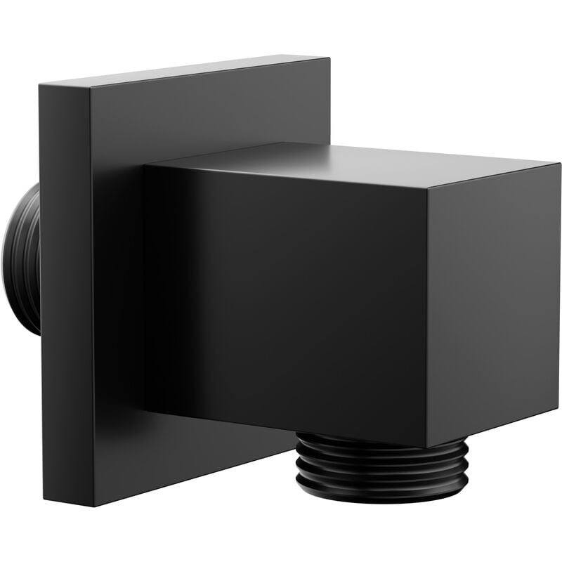 Coude mural design carré pour flexible de douche en laiton avec clapet anti-retour - BA007 - Noir mat - Bernstein