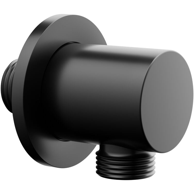 Coude mural design rond pour flexible de douche en laiton avec clapet anti-retour - BA007 - Noir mat - Bernstein
