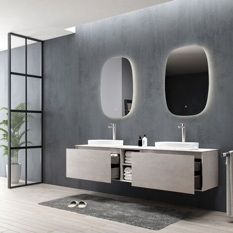 BERNSTEIN - Espejo de baño oval iluminado LED con función de calefacción antivaho - 58x90x2,5cm (AnxPrxAl) - INALCO