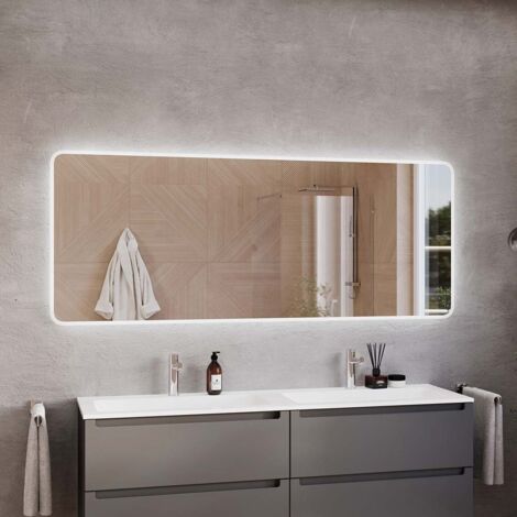 BERNSTEIN - Espejo rectangular luminoso LED de aluminio para cuarto de baño - 2073 - 180 x 70 3,5cm (ancho x alto x fondo)