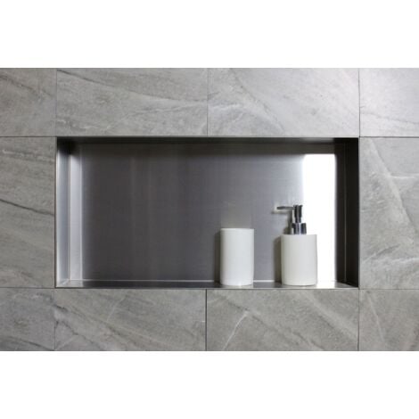 BERNSTEIN - Hornacina de ducha, estante empotrado ducha acero inoxidable - 60x30x10cm - BS603010 Acero cepillado