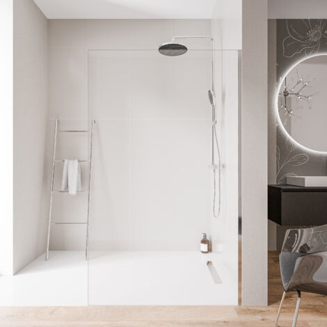 BERNSTEIN - Mampara de ducha italiana 90x200cm, cristal NANO 10mm, perfil de pared de acero inoxidable cromado, sin perfil de suelo - EX102
