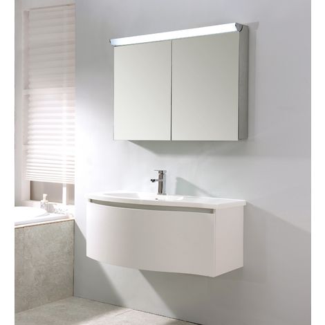 Meuble salle de bain Blanc mat et lavabo 1200 OPTIMUS - 87821 SALGAR - Vita  Habitat