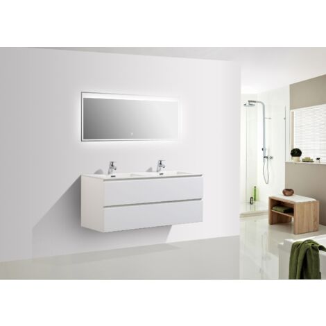 Meuble salle de bain Alice 1200 blanc mat - Miroir en option