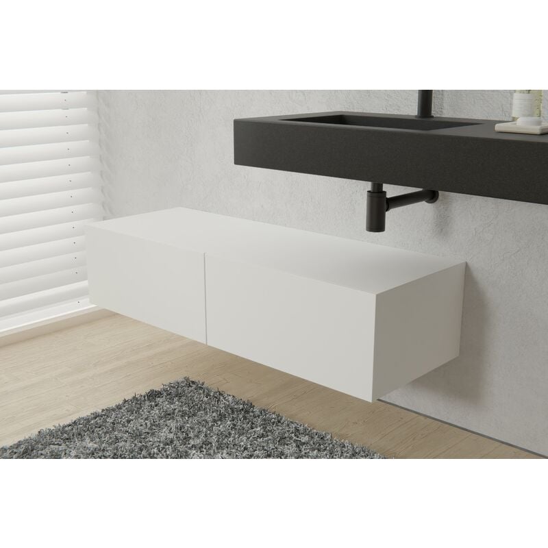 Bernstein - Meuble sous vasque mural design pré-assemblé en mdf laqué avec 2 tiroirs coulissants pour salle de bain - 120x43x28cm - TLB120 - Couleur