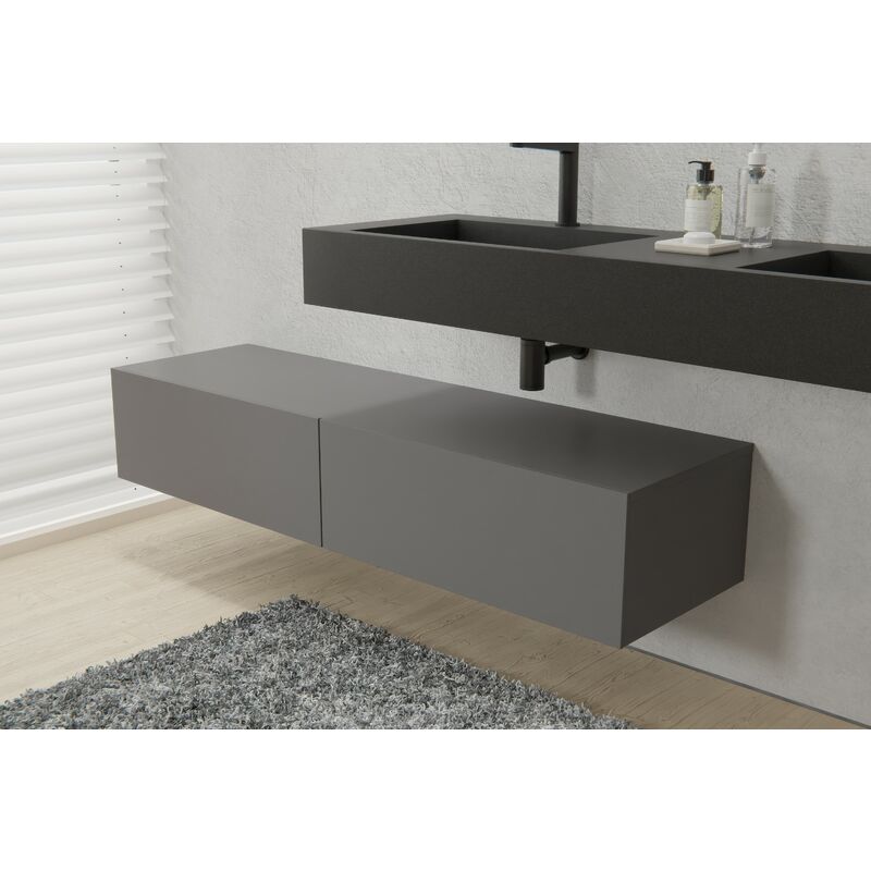 Bernstein - Meuble sous vasque mural design pré-assemblé en mdf laqué avec 2 tiroirs coulissants pour salle de bain - 150x43x28cm - TLB150 - Couleur