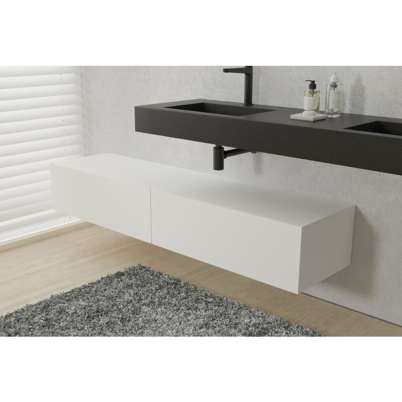 Bernstein - Meuble sous vasque mural design pré-assemblé en mdf laqué avec 2 tiroirs coulissants pour salle de bain - 170x43x28cm - TLB170 - Couleur
