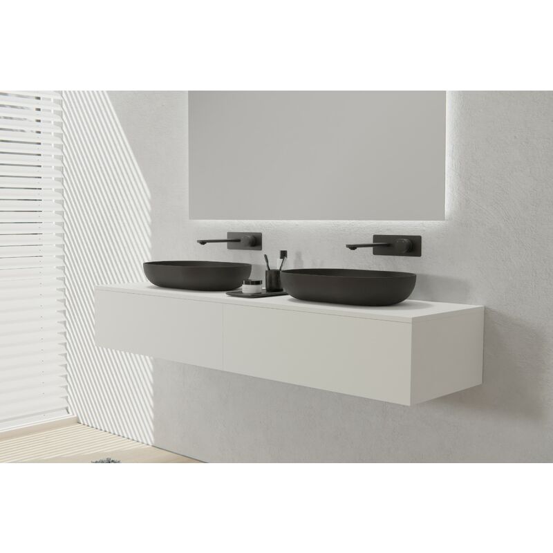 Bernstein - Meuble sous vasque mural design pré-assemblé en mdf laqué avec 2 tiroirs coulissants pour salle de bain - 170x48x28cm - TLB170 - Couleur