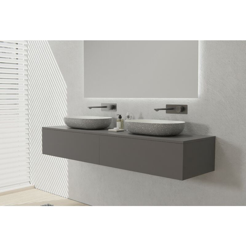 Bernstein - Meuble sous vasque mural design pré-assemblé en mdf laqué avec 2 tiroirs coulissants pour salle de bain - 170x48x28cm - TLB170 - Couleur
