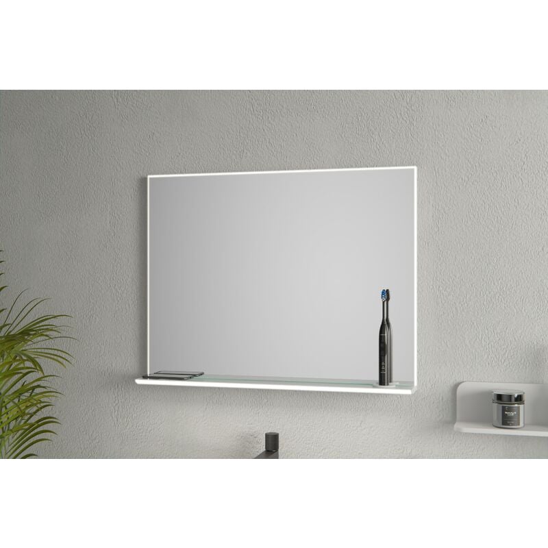 Bernstein - Miroir chauffant anti-buée rectangulaire lumineux led avec rebord, station de recharge pour smartphone et brosse à dents - taille