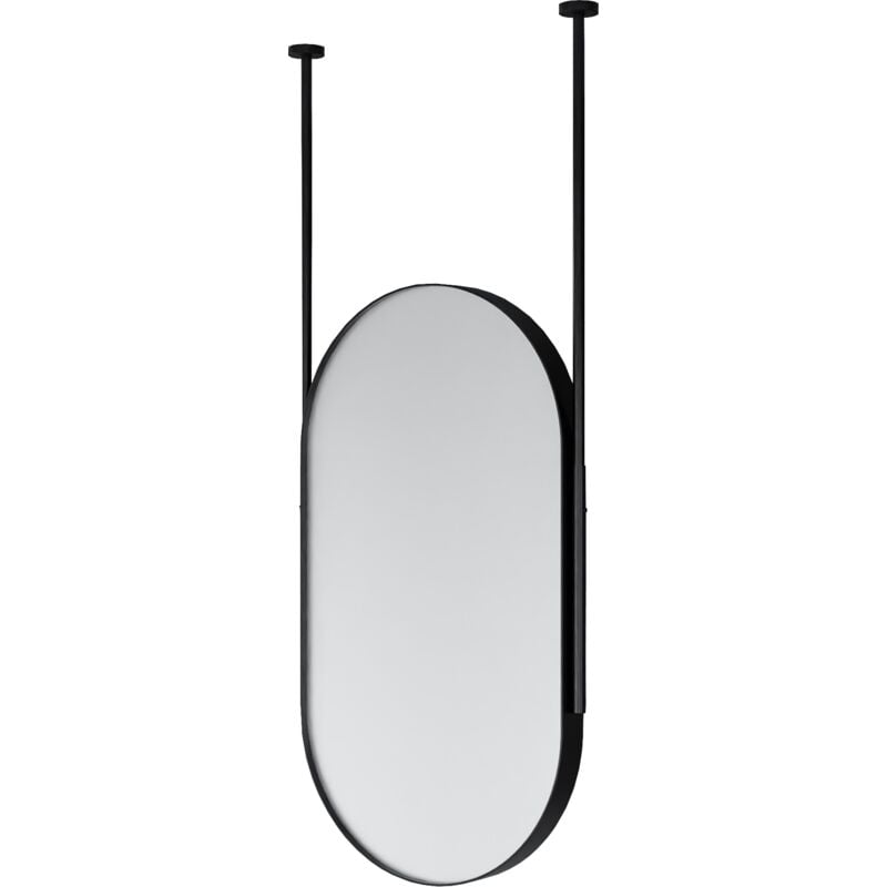 Bernstein - Miroir design suspendu ovale pour salle de bain, installation au plafond, réglable en hauteur - arctic - 60x100cm