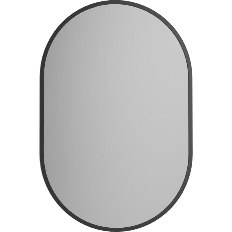 Bernstein - Miroir ovale cadre noir design éclairages led avec détecteur de mouvement et réglage de lumière, pour salle de bain et toilettes