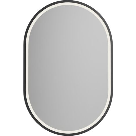 Bernstein – Miroir lumineux de salle de bain 40x60cm – Éclairage LED réglable – Détecteur de mouvement – Aluminium noir mat – IP44