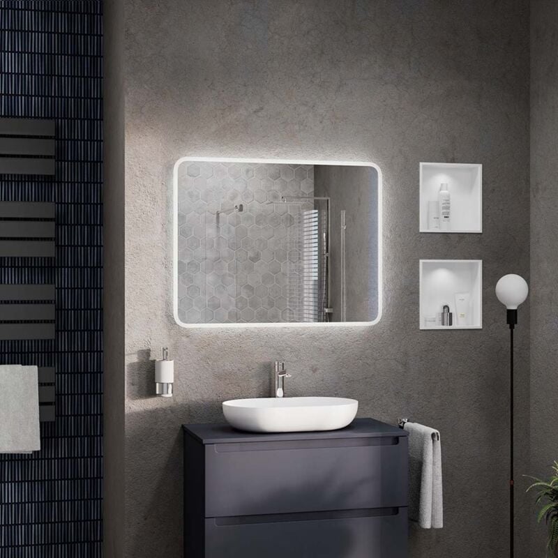 Miroir rectangulaire lumineux led capteur de mouvements pour salle de bain - 2073 - 90x70cm - Bernstein