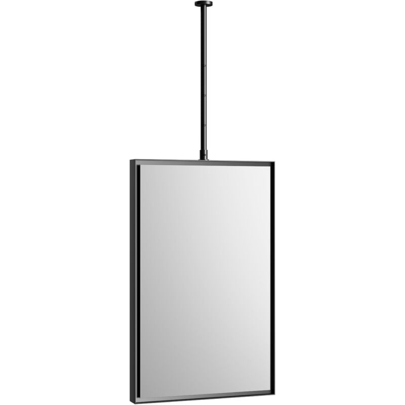 Bernstein - Miroir rectangulaire suspendu cadre aluminium noir, rotation 360°, réglable en hauteur, pour salle de bain - 50x80cm - 2145