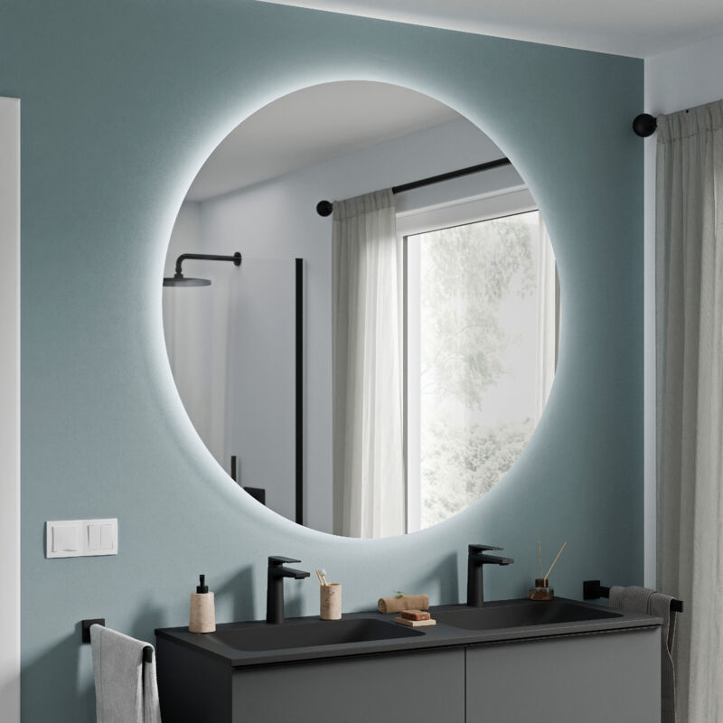 BERNSTEIN - Miroir rond de salle de bain avec éclairage LED ∅120cm, allumage capteur de mouvement, intensité lumière réglable - NEO Ø 120 cm