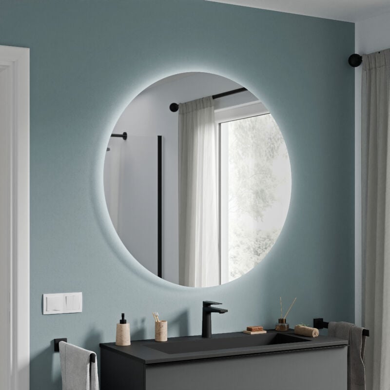 Miroir rond de salle de bain avec éclairage led ∅100cm, allumage capteur de mouvement, intensité lumière réglable - neo Ø100cm - Bernstein