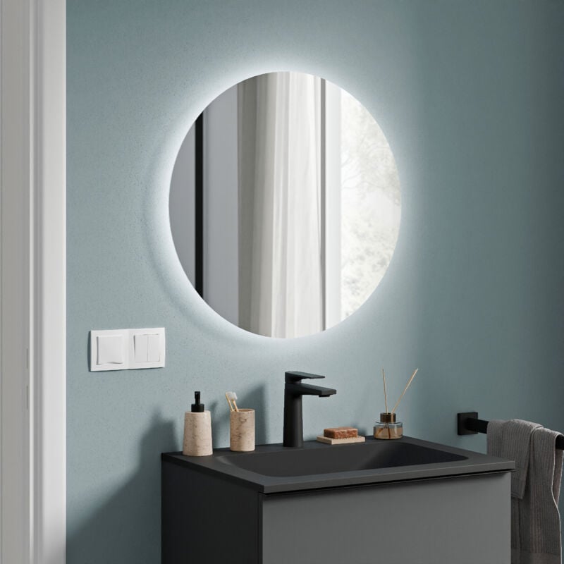 Miroir rond de salle de bain avec éclairage led ∅60cm, allumage capteur de mouvement, intensité lumière réglable - neo Ø60cm - Bernstein