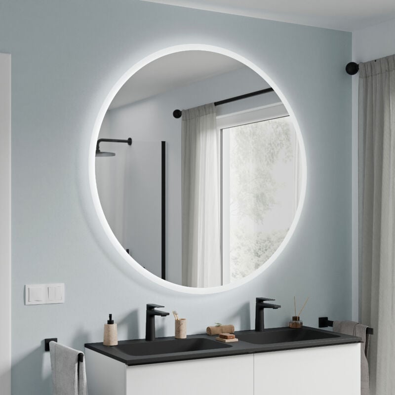 Bernstein - Miroir rond de salle de bain avec éclairage led 120cm, miroir chauffant avec allumage capteur de mouvement, intensité lumière réglable