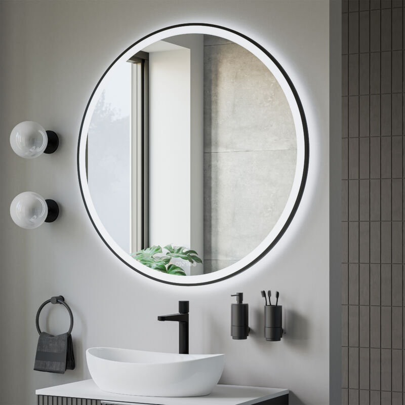 Miroir rond design éclairages led, capteur tactile, lumière réglable, anti-buée et horloge digitale - 8232-2.0 - Ø100cm - Bernstein