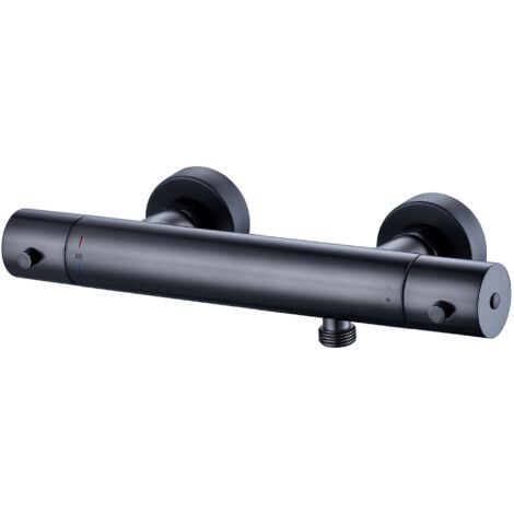 BERNSTEIN - Mitigeur Robinet mural thermostatique en laiton pour bain et douche - noir mat - 4021 - barre, flexible de douche et pommeau au choix Sans flexible de douche, Sans tringle de douche, Sans 