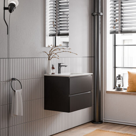 BERNSTEIN - Mueble bajo lavabo AVA 60cm con lavabo de cerámica - color a elegir:White glossy, Matt black