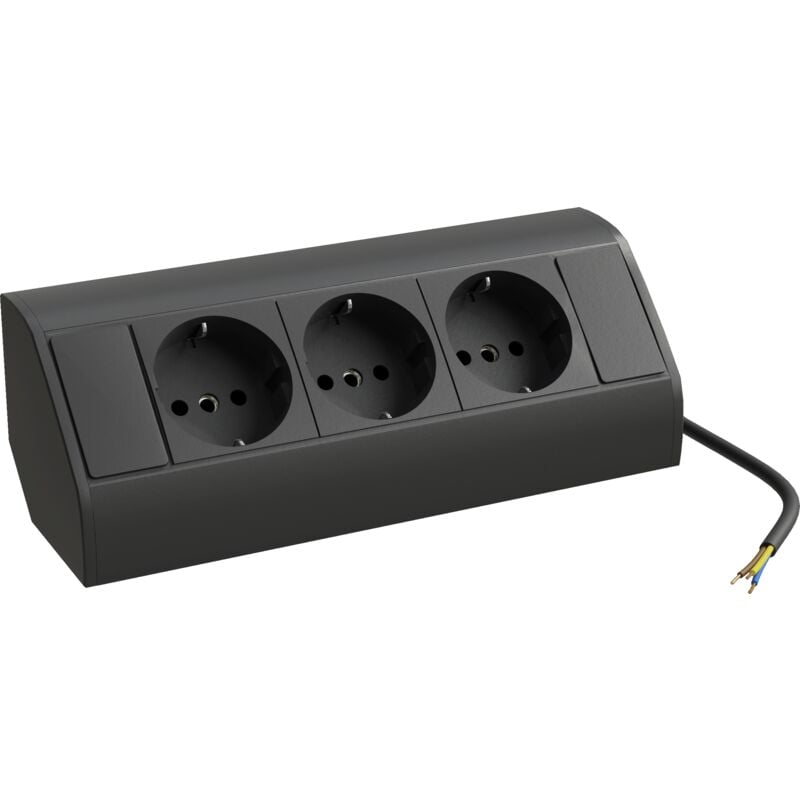 Mulltiprise 3 prises noire pour coins, installation intérieure armoire de toilettes et meubles de salle de bain - Bernstein