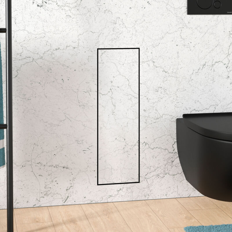 Niche module à carreler acier inox wc encastré 16x16x58 (LxPxH) porte brosse toilettes + 1 étagère, charnière à droite - ria Charnières de porte à