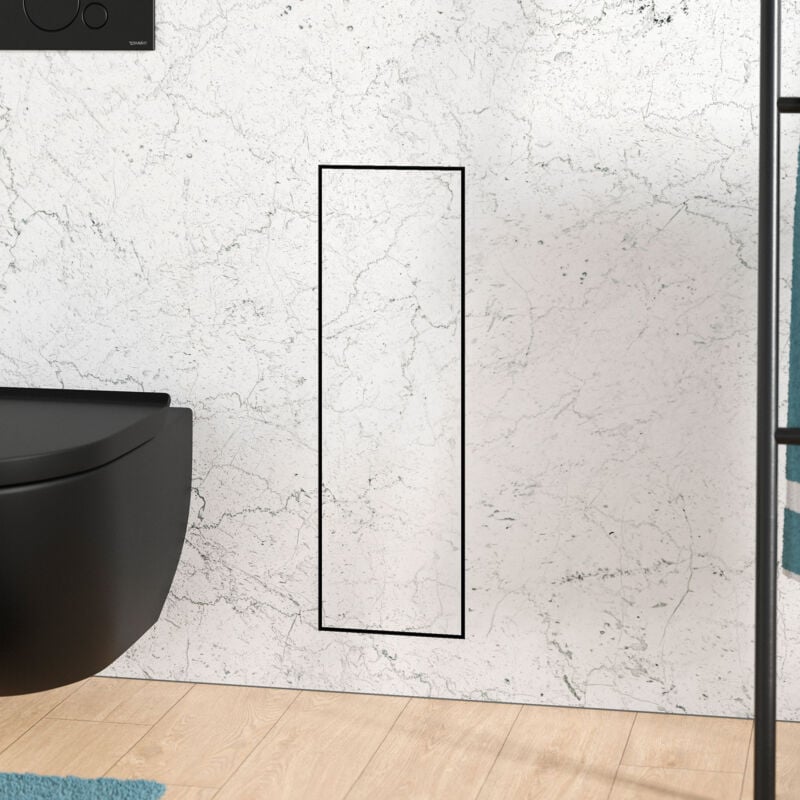 Niche module à carreler acier inox wc encastré 16x16x58 (LxPxH) porte brosse toilettes + 1 étagère, charnière à gauche - ria Charnières de porte à