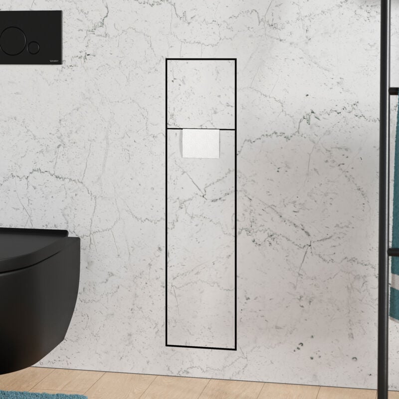 Niche module à carreler acier inox wc encastré 16x16x74 (LxPxH) porte brosse toilettes + 2 étagères, charnière à droite - ria Charnières de porte à