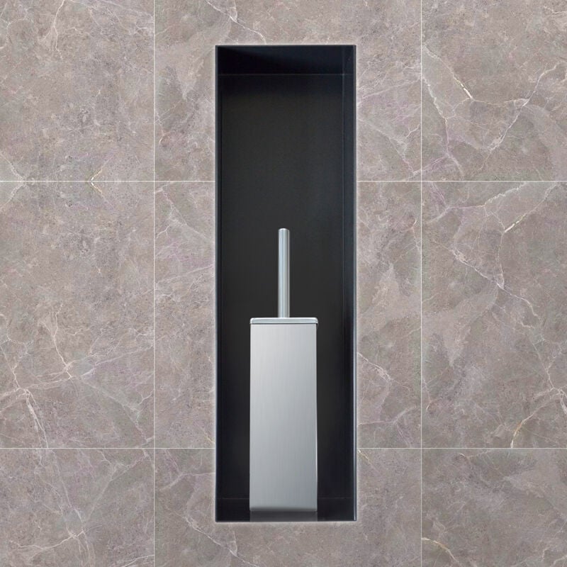 Niche murale de douche, étagère encastrable douche acier inox sans cadre - 15x60x10cm - BS156010 Blanc - Bernstein