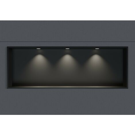 Bernstein – Niche murale douche en acier inox 30x90x10cm – 3 spots LED pré-percés – Protection antirouille – Rangement encastrable salle de bain