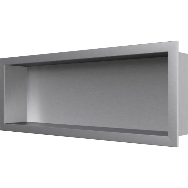 Niche murale douche acier inoxydable, étagère rangement douche salle de bain encastrable BS206010 - 20x60x10cm - Acier inoxydable brossé - Bernstein